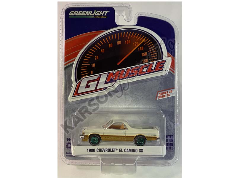 CHASE 1980 Chevrolet El Camino SS - White and Gold (GreenLight Muscle) Series 26 Diecast 1:64 Scale Model - Greenlight 13310C