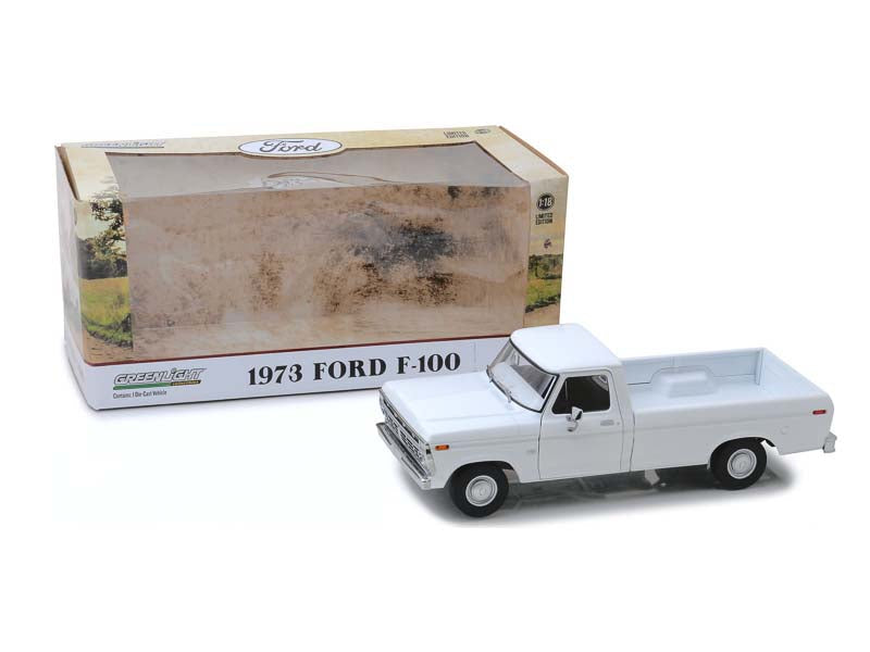 1973 Ford F-100 Pickup Truck White Diecast 1:18 Scale Model - Greenlight 13536
