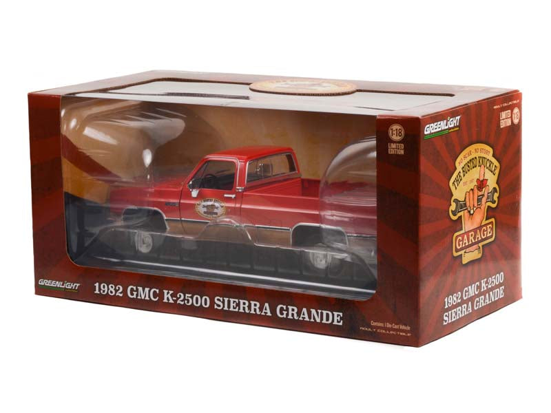 1982 GMC K-2500 Sierra Grande Wideside w/ Trailer Hitch (Busted Knuckle Garage) Diecast 1:18 Scale Model Truck - Greenlight 13612
