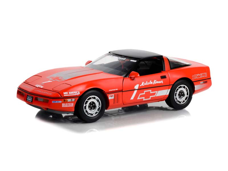 PRE-ORDER 1988 Chevrolet Corvette C4 - Red w/ Silver Stripes - #1 Malcolm Konner Corvette Challenge Race Car Diecast 1:18 Scale Model - Greenlight 13645