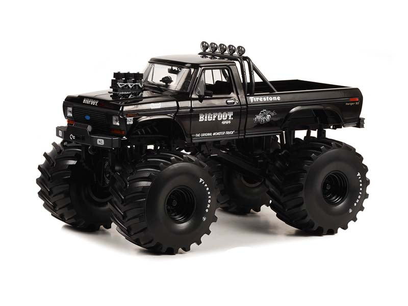 1974 Ford F-250 Monster Truck w/ 66-Inch Tires - Black Bandit Edition (Kings of Crunch) Diecast 1:18 Scale Model - Greenlight 13650