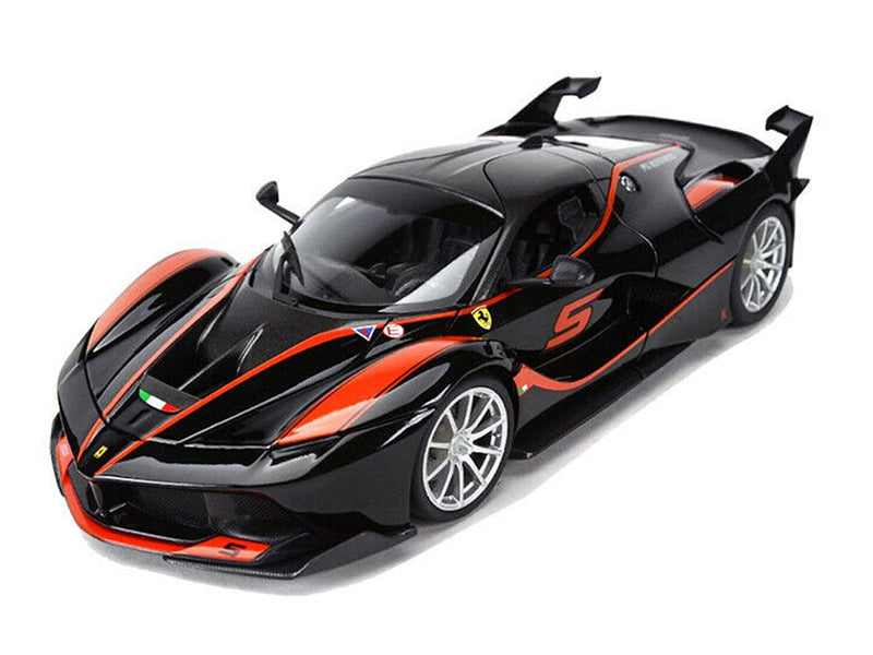 Ferrari FXX-K #5 Fu Songyang Black w/ Gray Top & Orange Stripes 1:18 Diecast Model Car - Bburago 16010BK