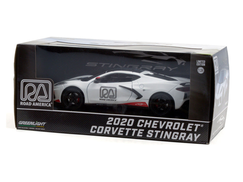 2020 Chevrolet Corvette C8 Stingray Coupe - White Official Pace Car (Road America) Diecast 1:24 Model Car - Greenlight 18259
