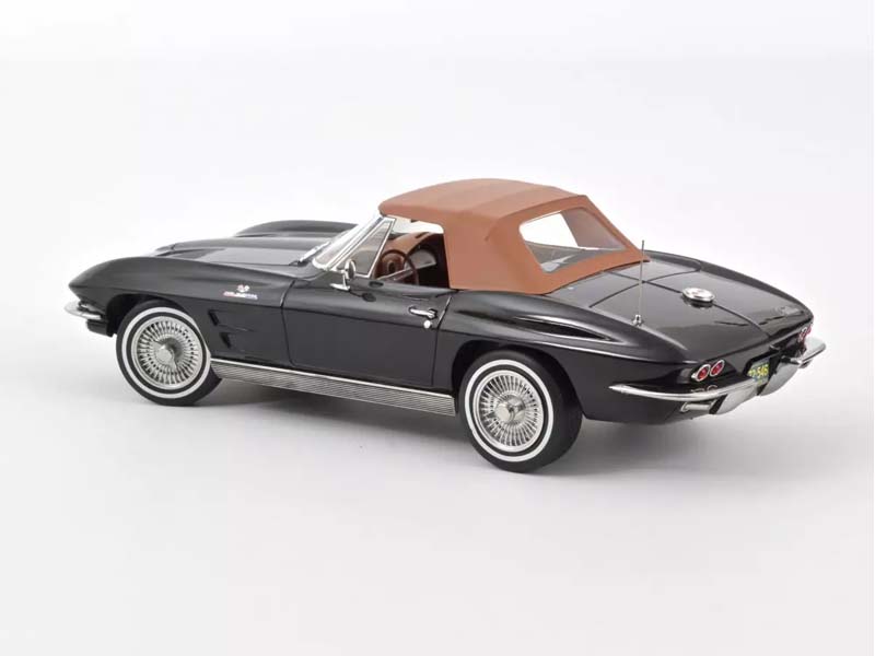 1963 Chevrolet Corvette Sting Ray Cabriolet - Black Diecast 1:18 Scale Model - Norev 189055