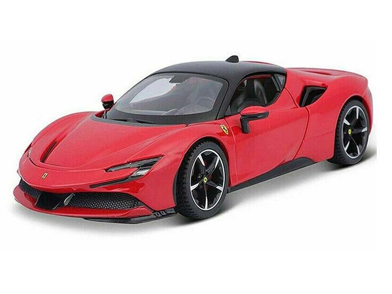 Ferrari SF90 Stradale - Red w/ Black Top Diecast 1:24 Scale Model - Bburago  26028RD - Karson Diecast