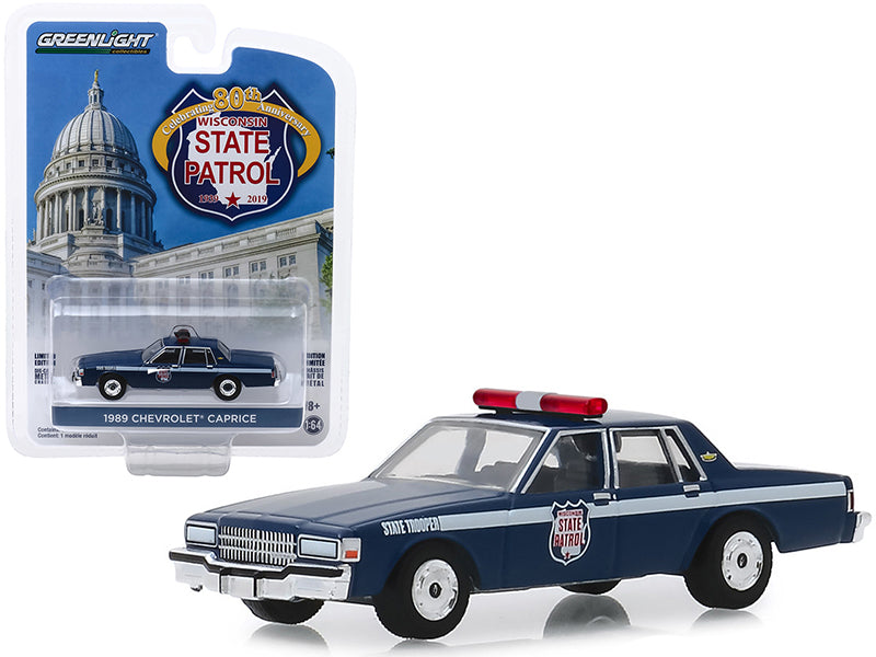 CHASE 1989 Chevrolet Caprice Police "Wisconsin State Patrol 80th Anniversary" "Anniversary Collection" Series 9 Diecast 1:64 Model - Greenlight 28000D
