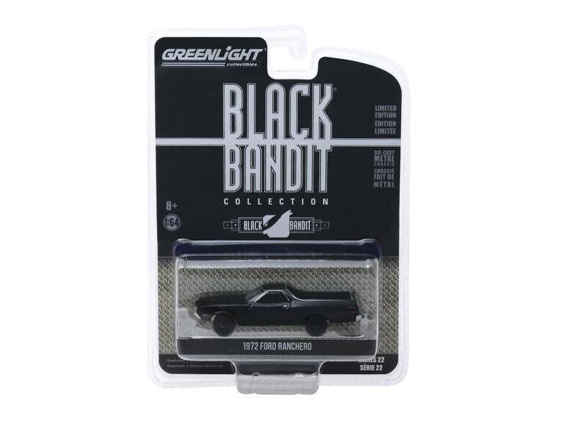 1972 Ford Ranchero (Black Bandit) Series 22 Diecast 1:64 Scale Model Car - Greenlight 28010B