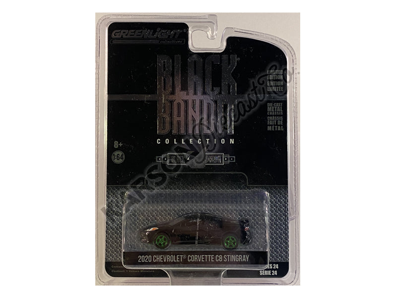 CHASE 2020 Chevrolet Corvette C8 Stingray "Black Bandit" Series 24 Diecast 1:64 Model Car - Greenlight 28050F