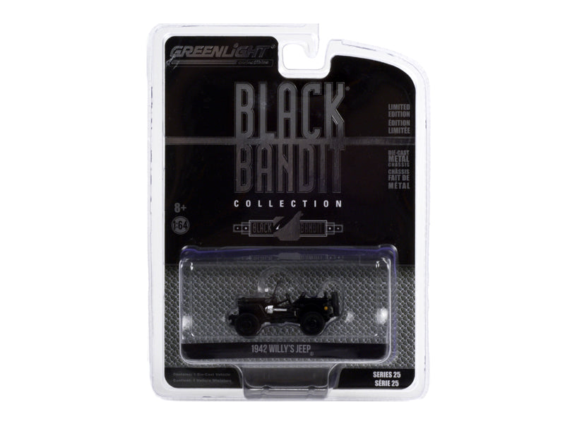 1942 Willys Jeep - (Black Bandit) Series 25 Diecast 1:64 Scale Model Car - Greenlight 28070A