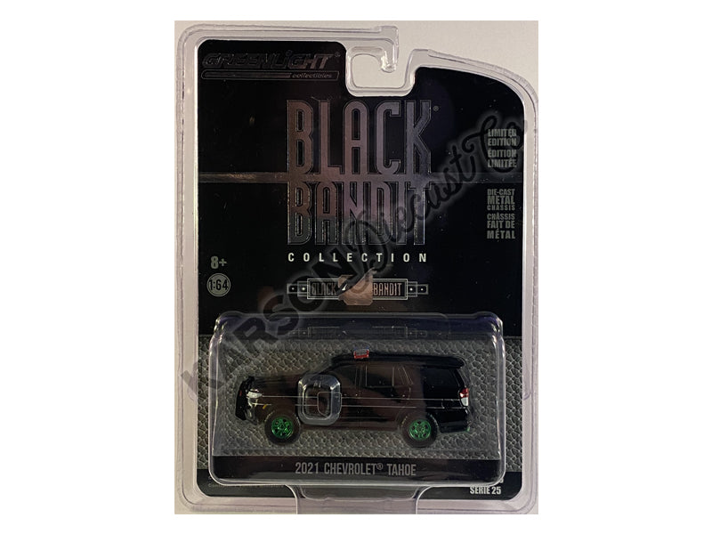 CHASE 2021 Chevrolet Tahoe "Black Bandit Police" "Black Bandit" Series 25 Diecast 1:64 Scale Model Car - Greenlight 28070E