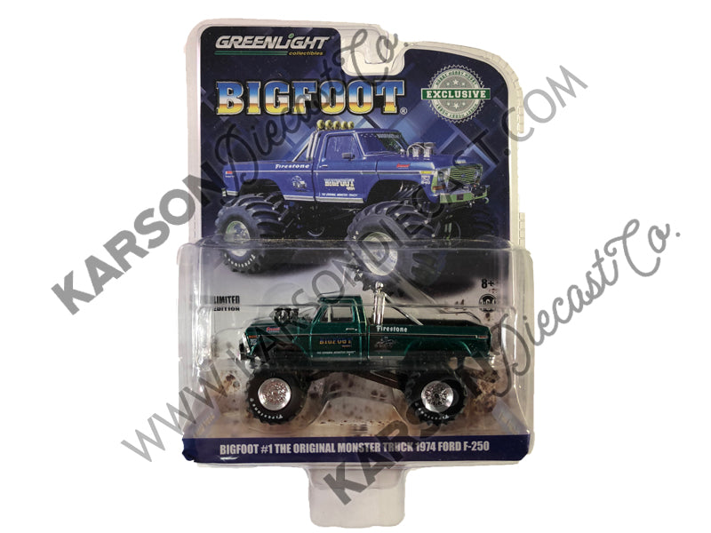 1974 Ford F-250 Monster Truck Bigfoot #1 Blue The Original Monster Truck (1979) Hobby Exclusive 1/64 Diecast Model Car - Greenlight - 29934 - CHASE GREEN MACHINE