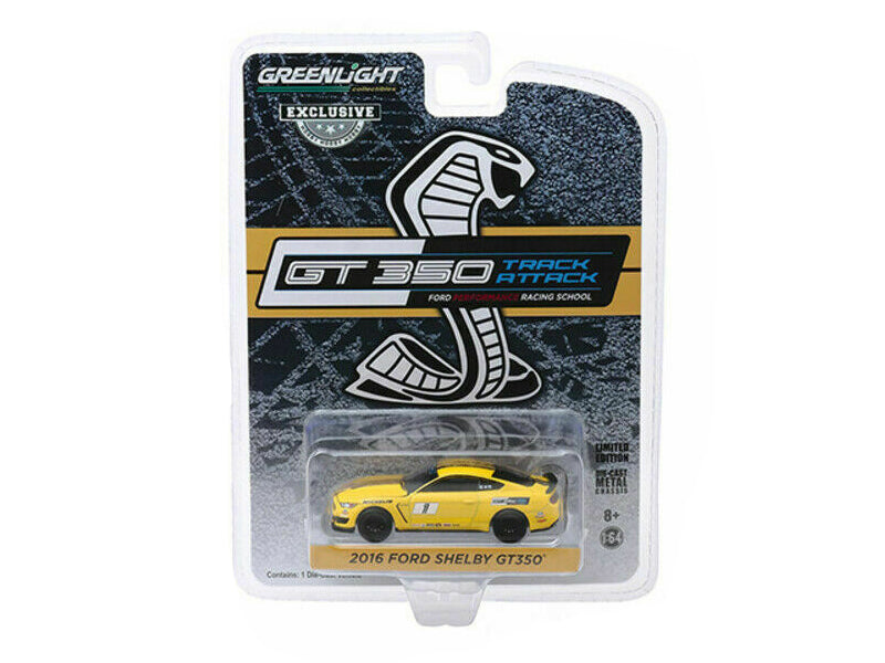2016 Ford Mustang Shelby GT350 #1 Triple Yellow Ford Performance Racing School GT350 Track Attack 1:64 Scale Diecast Model - Greenlight 30134