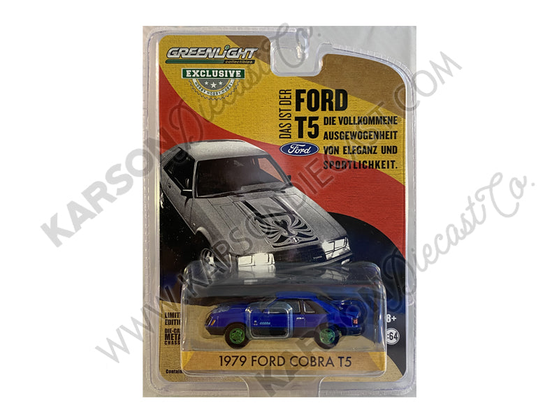CHASE 1979 Ford Cobra T5 Blue Glow "Hobby Exclusive" 1:64 Diecast Model Car - Greenlight - 30205