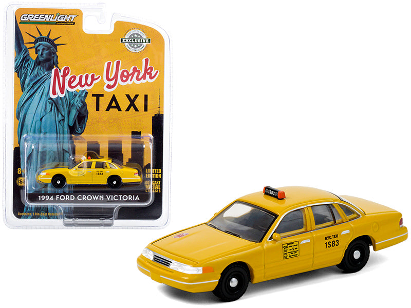CHASE 1994 Ford Crown Victoria Yellow "NYC Taxi" (New York City) "Hobby Exclusive" 1:64 Diecast Model Car - Greenlight 30206