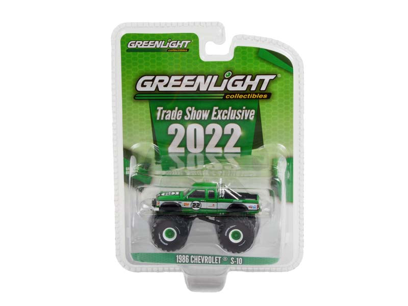 1986 Chevrolet S-10 Extended Cab Monster Truck #22 - 2022 GreenLight Trade Show Exclusive Diecast 1:64 Scale Model - Greenlight 30229