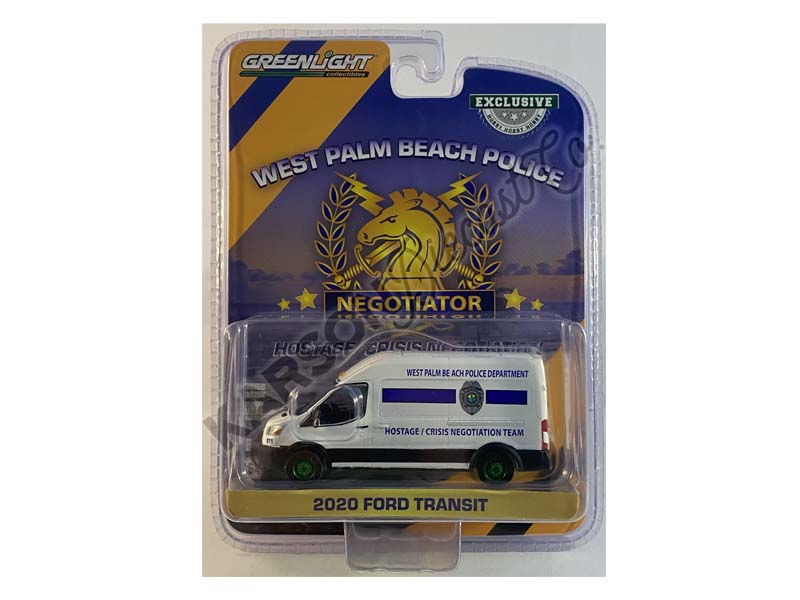 CHASE 2020 Ford Transit LWB High Roof - West Palm Beach Florida Police Department (Hobby Exclusive) Diecast 1:64 Model - Greenlight 30261