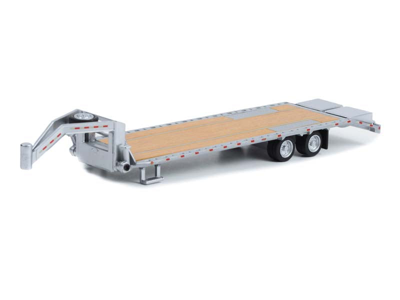 Gooseneck Trailer - Primer Gray w/ Red and White Conspicuity Stripes (Hobby Exclusive) Diecast 1:64 Model - Greenlight 30391