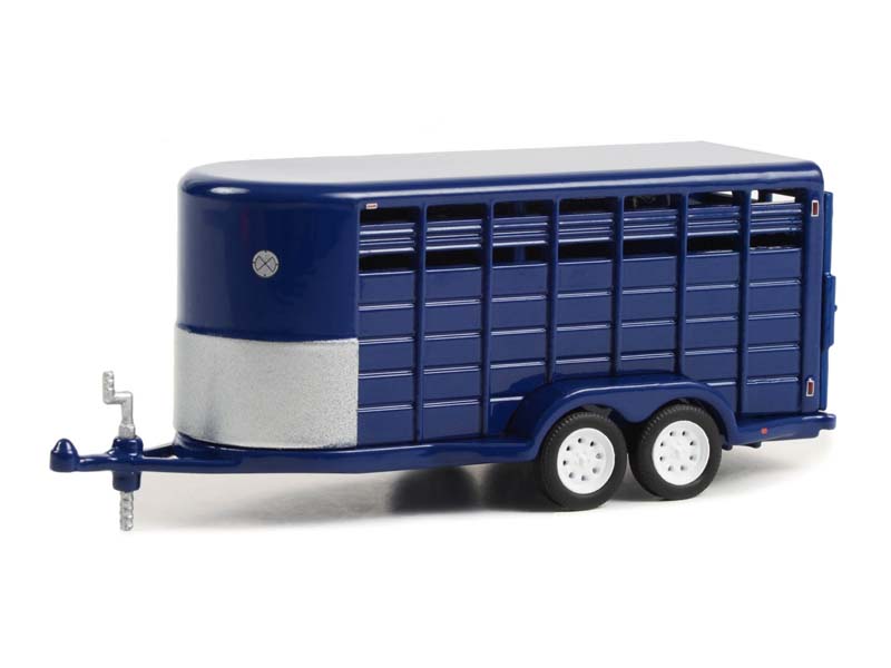 Hitch & Tow Trailers - 14-Foot Livestock Trailer - Dark Blue (Hobby Exclusive) Diecast 1:64 Scale Model - Greenlight 30425