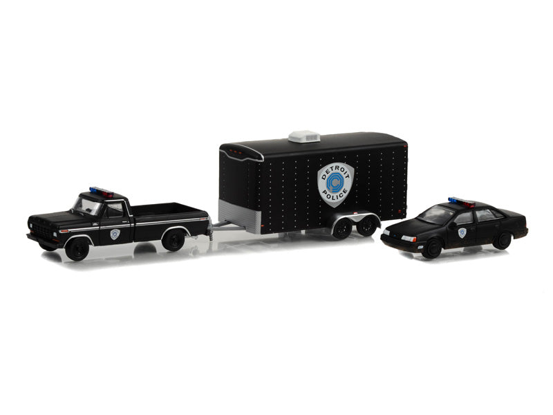 1979 Ford F-150 w/ 1986 Ford Taurus Detroit Police & Car Hauler RoboCop 2 (Hollywood Hitch & Tow) Series 11 Diecast 1:64 Model - Greenlight 31150A