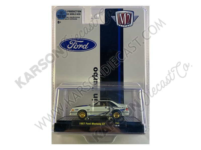 CHASE 1987 Ford Mustang GT Cobra Jet Twin Turbo Fox Body 1:64 Diecast Model Car - M2 Machine 31500-HS07
