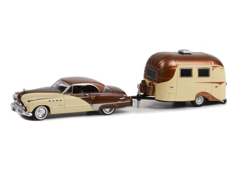 1949 Buick Roadmaster Hardtop w/ Airstream 16’ Bambi (Hitch & Tow) Series 26 Diecast 1:64 Model - Greenlight 32260A