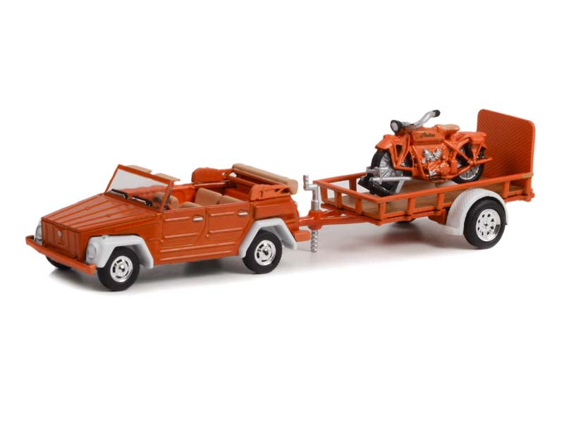 1973 Volkswagen Thing (Type 181) and Utility Trailer w/ 1920 Indian Scout (Hitch & Tow) Series 26 Diecast 1:64 Model - Greenlight 32260C