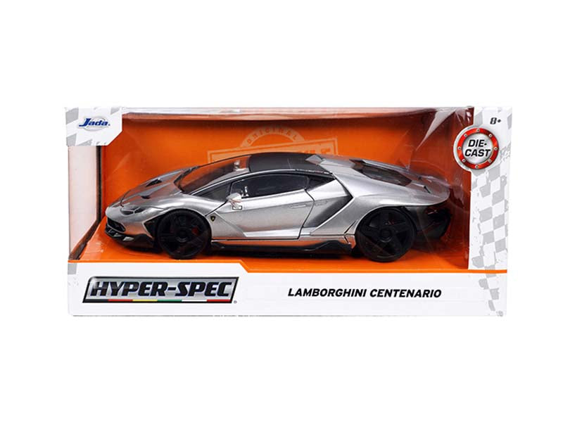 Lamborghini Centenario - Gray Metallic w/ Black Top  (Hyper-Spec) Series Diecast 1:24 Scale Model - Jada 32277