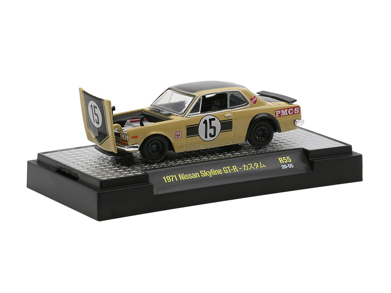 1971 Nissan Skyline GT-R #15 "Auto Meets" IN DISPLAY CASES Release 55 Limited Edition 1:64 Diecast Model - M2 Machines 32600-55