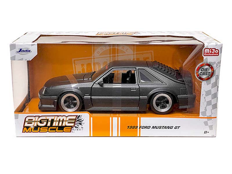 1989 Ford Mustang GT - Matte Black (Bigtime Muscle) Diecast 1:24 Scale Model - Jada 33605MJ