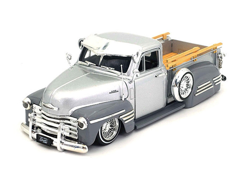 1951 Chevrolet Pickup Lowrider Two-Tone Silver / White - Street Low (MiJo Exclusives) Diecast 1:24 Model - Jada 34293