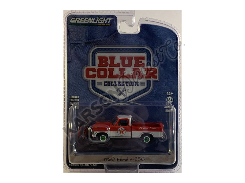 CHASE 1968 Ford F-250 with Snow Plow Texaco Service "Blue Collar" Series 9 Diecast 1:64 Scale Model - Greenlight 35200A