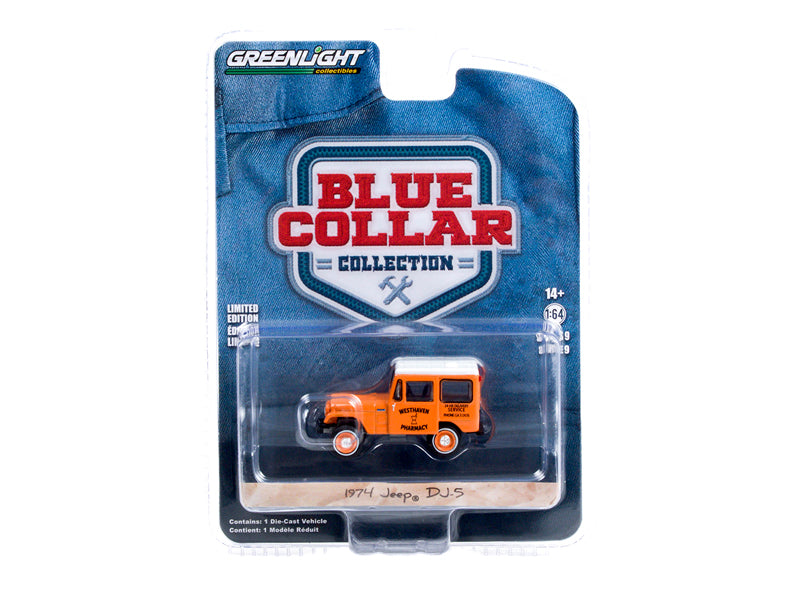 1974 Jeep DJ-5 Westhaven Pharmacy Delivery "Blue Collar" Series 9 Diecast 1:64 Scale Model - Greenlight 35200B
