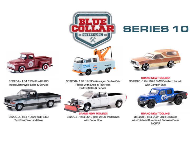 (Blue Collar) Series 10 SET OF 6 Diecast 1:64 Scale Models - Greenlight 35220