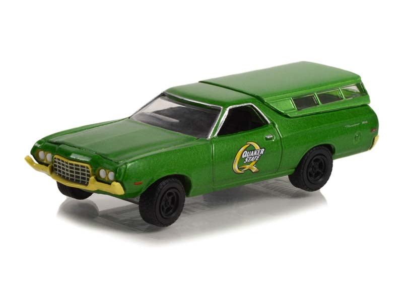1972 Ford Ranchero 500 w/ Camper Shell - Quaker State (Blue Collar Collection) Series 11 Diecast 1:64 Scale Model - Greenlight 35240B