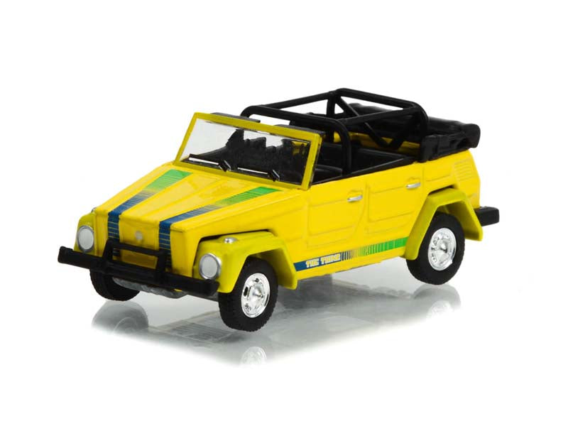 1973 Volkswagen Thing “The Thing” - Yellow w/ Blue and Green Strobe Stripes (All-Terrain) Series 14 Diecast 1:64 Scale Model - Greenlight 35250A