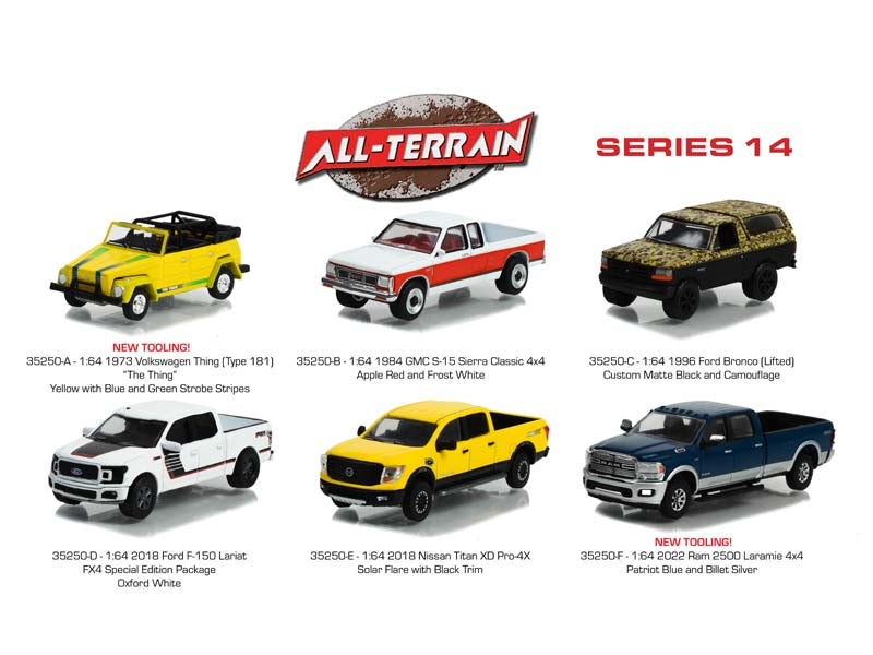 (All-Terrain) Series 14 SET OF 6 Diecast 1:64 Scale Model Cars - Greenlight 35250SET