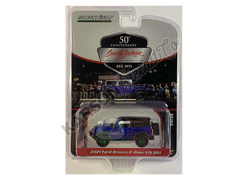 CHASE 2021 Ford Bronco 2-Door VIN #001 - Lightning Blue (Barrett-Jackson Scottsdale Edition) Series 8 Diecast 1:64 Scale Model - Greenlight 37240E