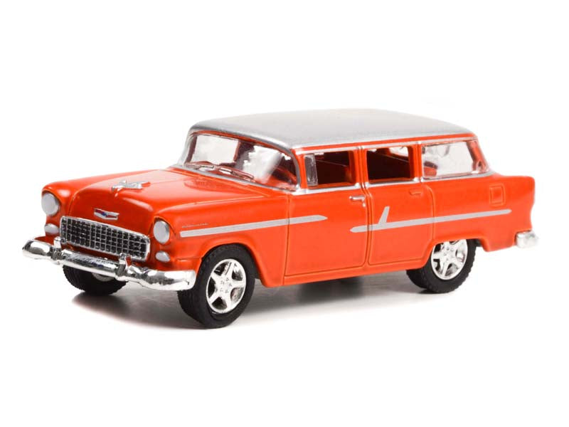 1955 Chevrolet Handyman Custom Wagon - Metallic Orange w/ White Roof (Scottsdale Edition) Series 10 Diecast 1:64 Scale Model - Greenlight 37260A