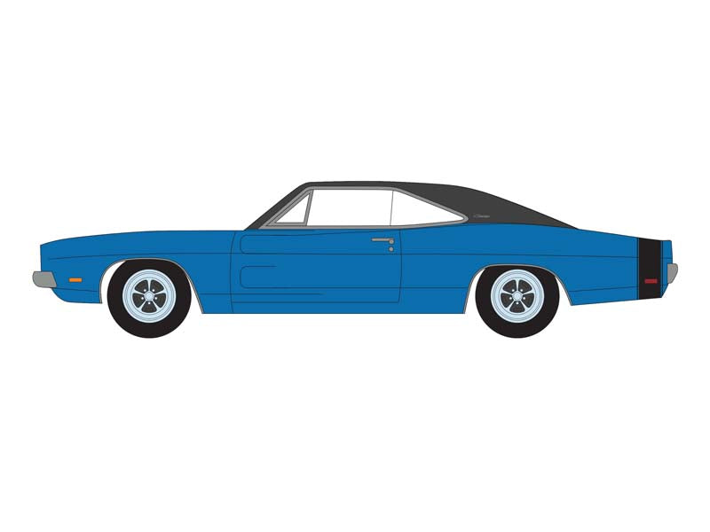 1969 Dodge Charger (Lot #465.1) - B5 Blue w/ Black Vinyl Roof (Barrett-Jackson Scottsdale Edition) Series 11 Diecast 1:64 Scale Model - Greenlight 37270B