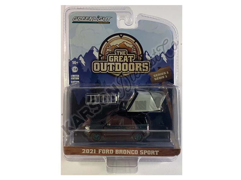 CHASE 2021 Ford Bronco Sport w/ Modern Rooftop Tent (The Great Outdoors) Series 1 Diecast 1:64 Scale Model - Greenlight 38010F