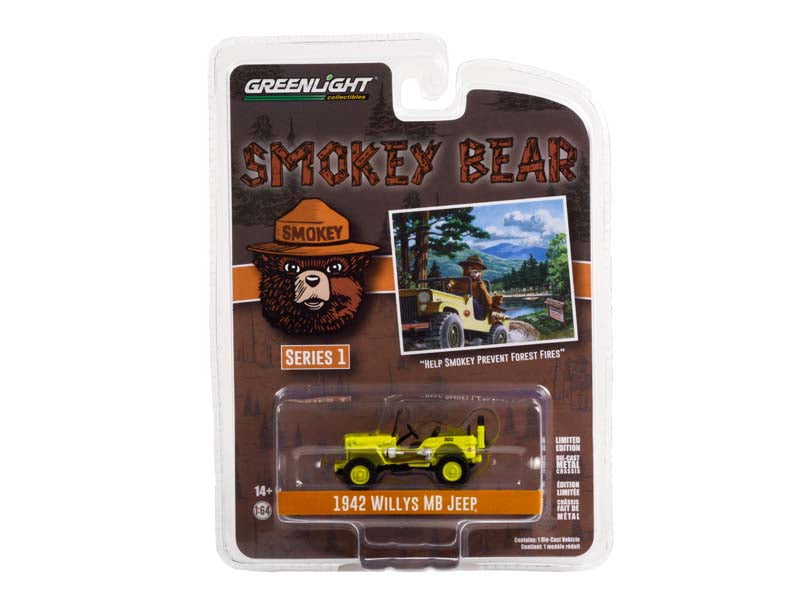 1942 Willys MB Jeep - Help Smokey Prevent Forest Fires (Smokey Bear) Series 1 Diecast 1:64 Model - Greenlight 38020A