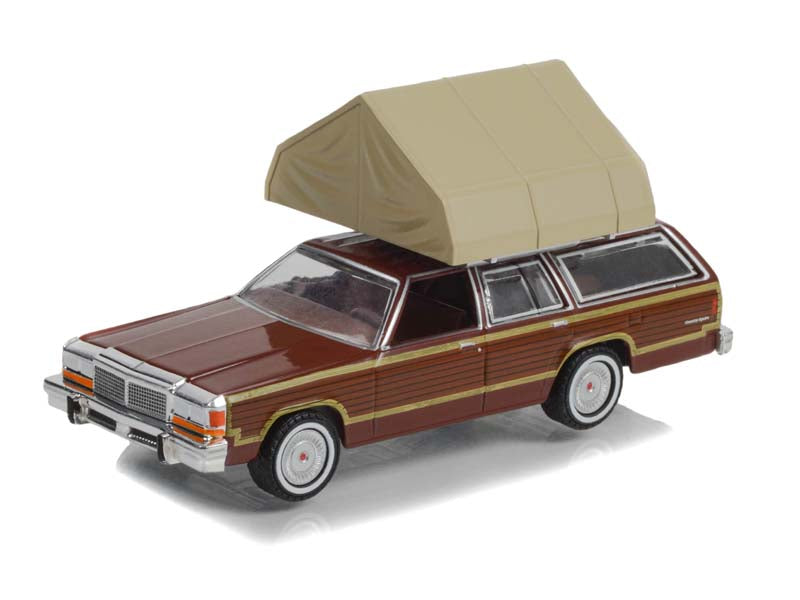 1979 Ford LTD Country Squire w/ Camp'otel Cartop Sleeper Tent (The Great Outdoors) Series 2 Diecast 1:64 Scale Model - Greenlight 38030C