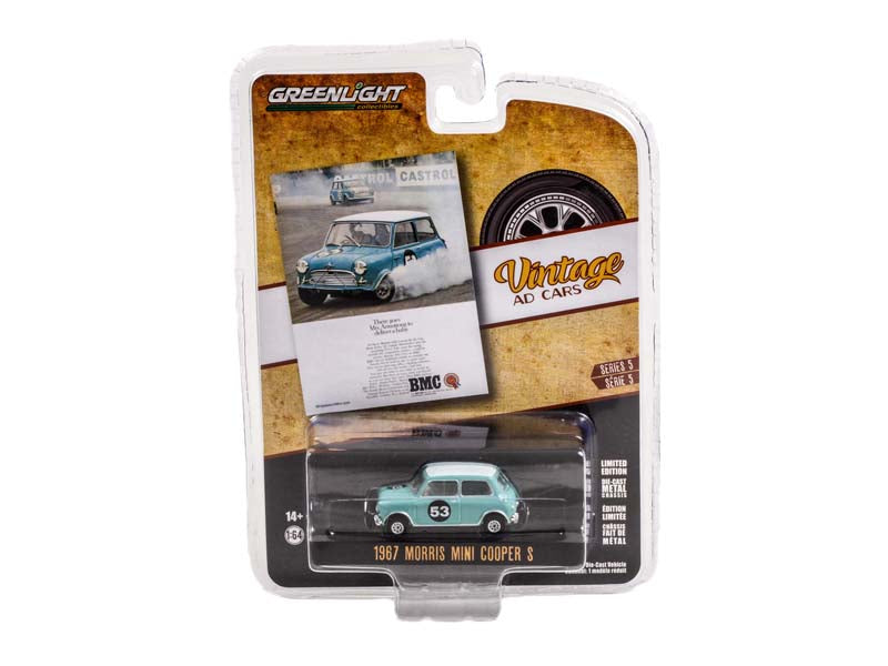 1967 Morris Mini Cooper S #53 - There Goes Mrs. Armstrong To Deliver A Baby (Vintage Ad Cars) Series 5 Diecast 1:64 Scale Model - Greenlight 39080B