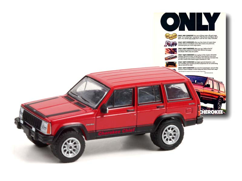 CHASE 1984 Jeep Cherokee Chief - Only In A Jeep Cherokee (Vintage Ad Cars) Series 5 Diecast 1:64 Scale Model - Greenlight 39080F