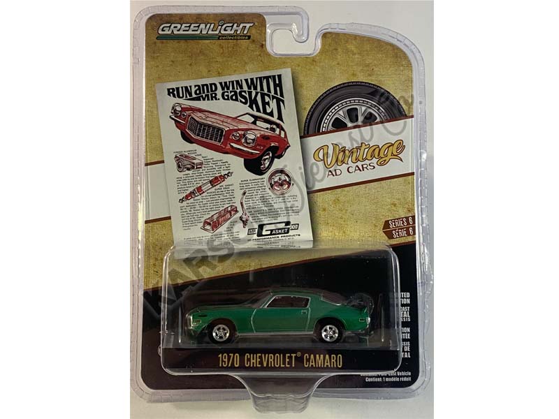 CHASE 1970 Chevrolet Camaro - Run And Win With Mr. Gasket (Vintage Ad Cars) Series 6 Diecast 1:64 Models - Greenlight 39090B