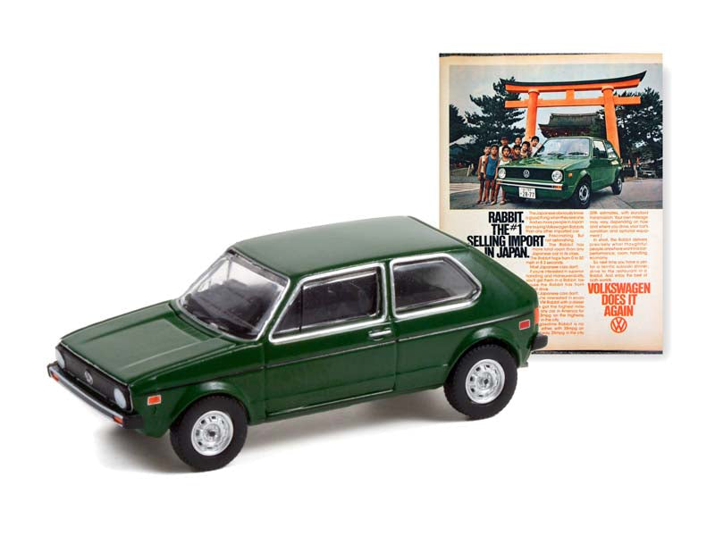 CHASE 1977 Volkswagen Rabbit - Rabbit. The #1 Selling Import In Japan (Vintage Ad Cars) Series 6 Diecast 1:64 Models - Greenlight 39090E