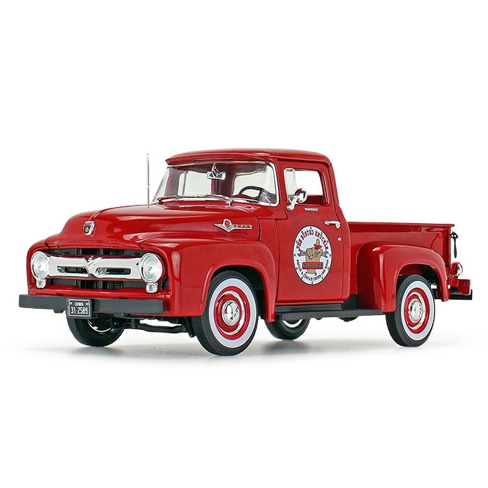 1956 Ford F-100 Pickup Truck Vermillion Red "The Busted Knuckle Garage" 1:25 Diecast Model Car - First Gear 40-0414B2