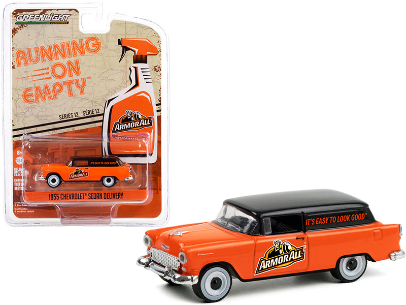 1955 Chevrolet Sedan Delivery "Armor All" Orange with Black Top "Running on Empty" Series 12 Diecast 1:64 Model Car - Greenlight - 41120A
