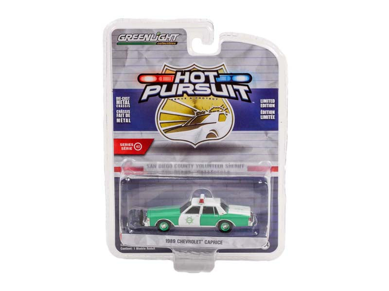 1989 Chevrolet Caprice - San Diego County Volunteer Sheriff (Hot Pursuit) Series 40 Diecast 1:64 Scale Model Car - Greenlight 42980B