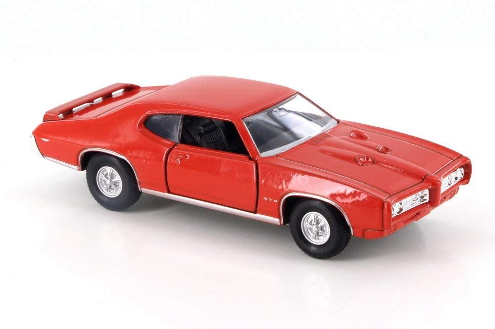 1969 Pontiac GTO Orange 4.5" Diecast Model Pull Back - Welly - 43714OR